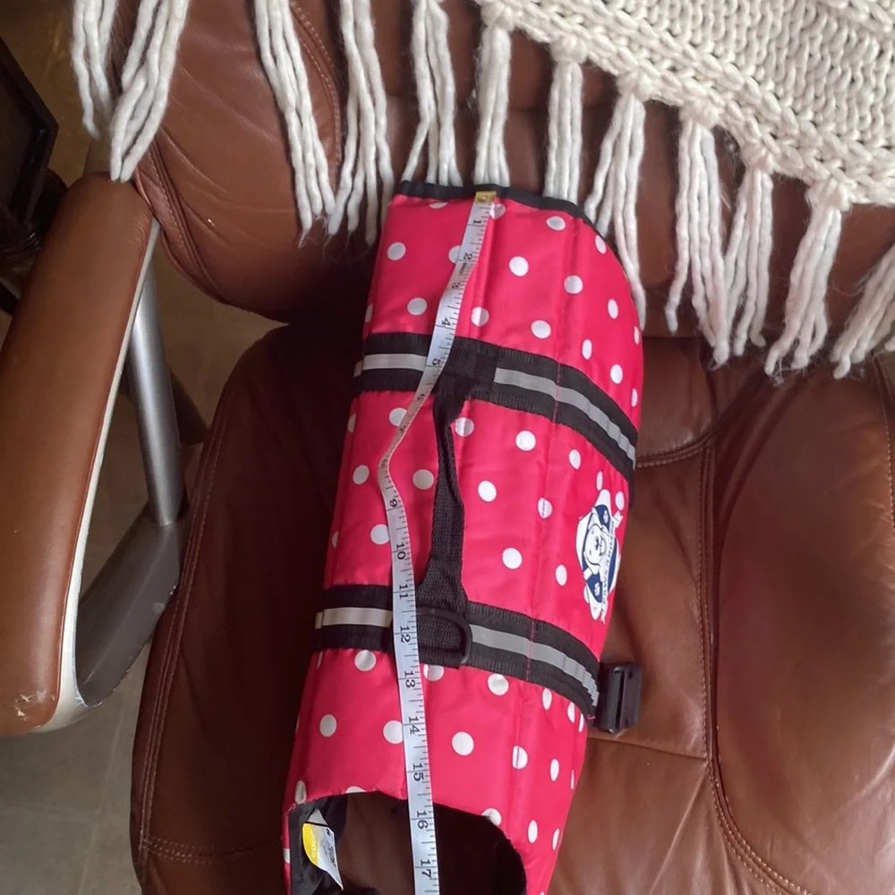 Paws aboard pink white polkadot, Doggie lifevest swim vest